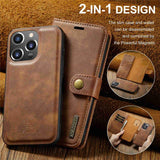 DG.MING-For-iPhone-14-Pro-Max-6.7-inch-Wallet-Magnetic-Detachable-Case-Split-Leather-Stand-Flip-Phone-Cover-Brown