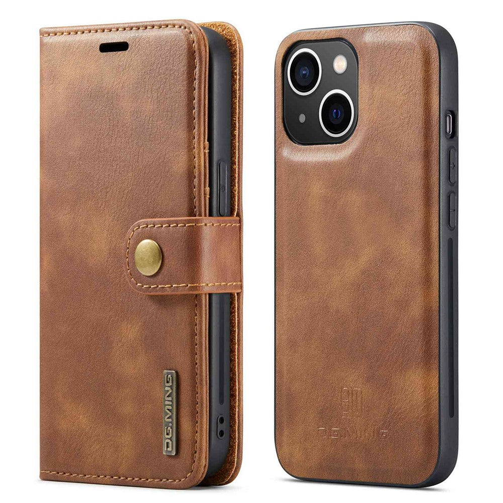 DG.MING-For-iPhone-14-6.1-inch-Detachable-Magnetic-Case-Split-Leather-Wallet-Stand-Shockproof-Flip-Protective-Cover-Brown