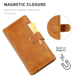 For-iPhone-14-6.1-inch-Wallet-Flip-Phone-Cover-Split-Leather-Multiple-Card-Slots-Magnetic-Closure-Stand-Cover-with-Hand-Strap-Brown
