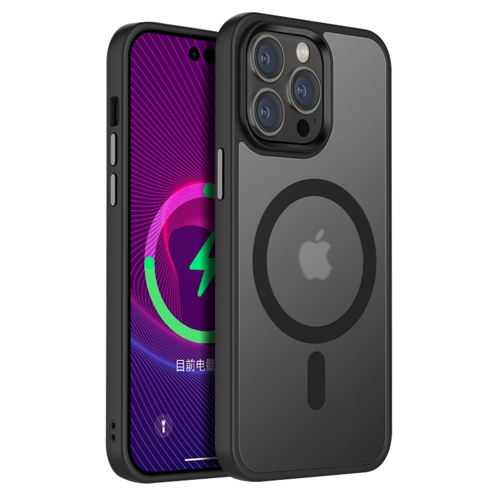For-iPhone-14-Pro-6.1-inch-Compatible-with-MagSafe-Wireless-Charging-TPU-+-PC-Hybrid-Cover-Matte-Drop-proof-Anti-fingerprint-Phone-Case-Black