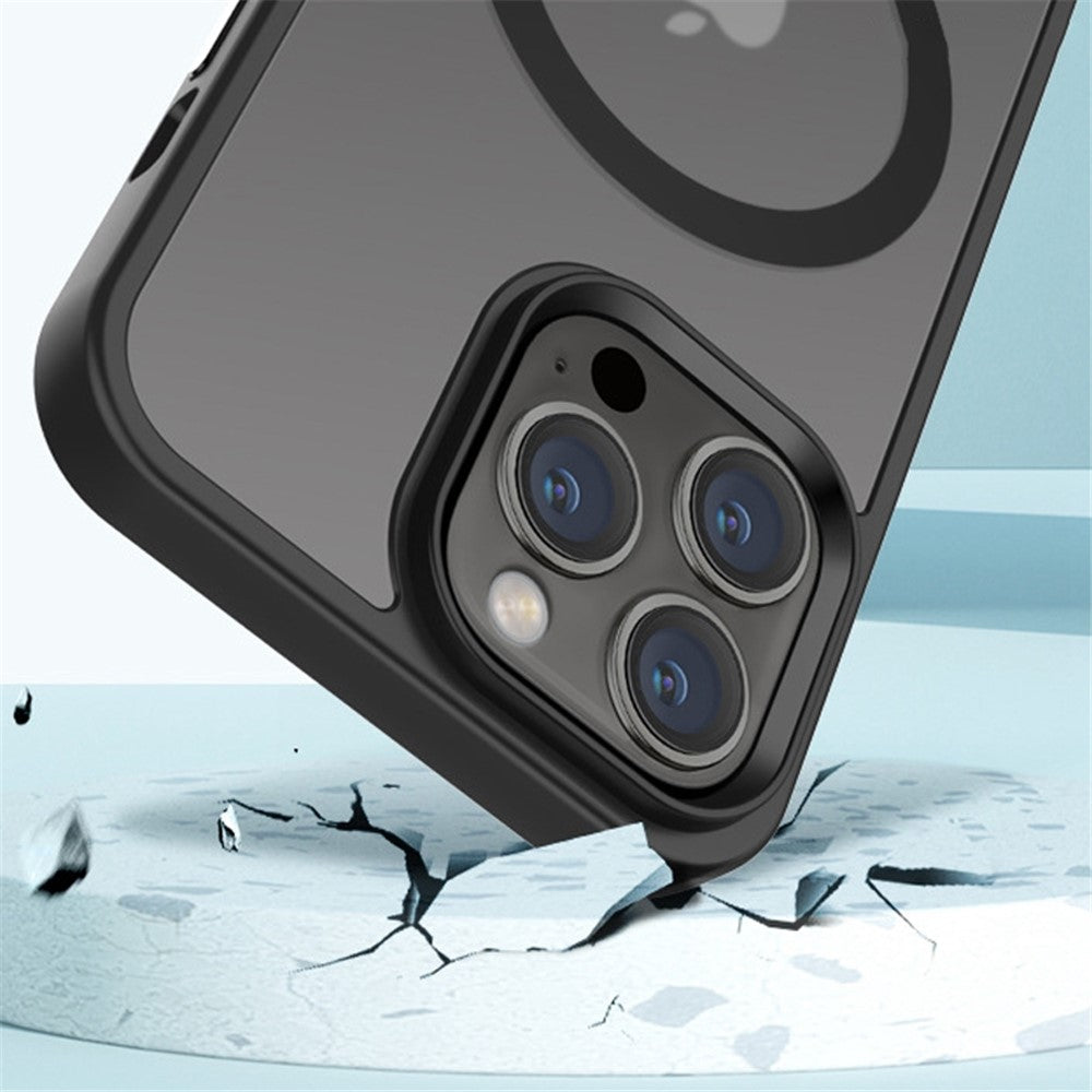 For-iPhone-14-Pro-6.1-inch-Compatible-with-MagSafe-Wireless-Charging-TPU-+-PC-Hybrid-Cover-Matte-Drop-proof-Anti-fingerprint-Phone-Case-Black