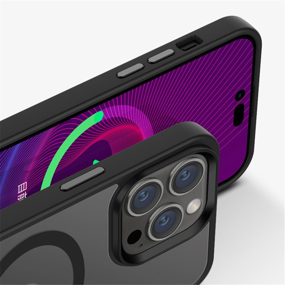 For-iPhone-14-Pro-6.1-inch-Compatible-with-MagSafe-Wireless-Charging-TPU-+-PC-Hybrid-Cover-Matte-Drop-proof-Anti-fingerprint-Phone-Case-Black