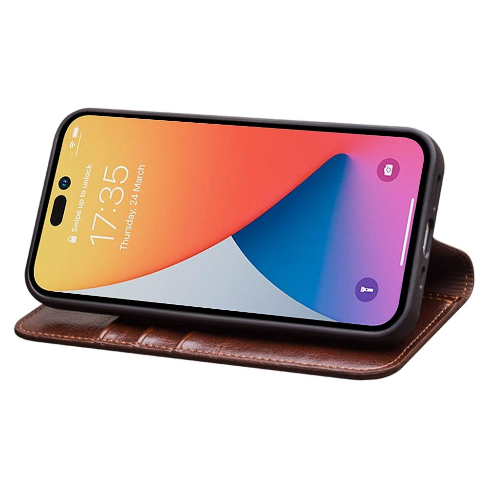 QIALINO-For-iPhone-14-Pro-6.1-inch-Full-Protection-Phone-Case-Flip-Wallet-Cover-Stand-Shockproof-Genuine-Leather-Phone-Shell-Card-Holder-Brown