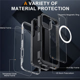 For-iPhone-16-Pro-Magnetic-Case-PC-+-TPU-Full-Protection-Phone-Cover-with-Screen-Film-Black-/-Grey