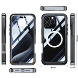 For-iPhone-16-Pro-Magnetic-Case-PC-+-TPU-Full-Protection-Phone-Cover-with-Screen-Film-Black-/-Grey