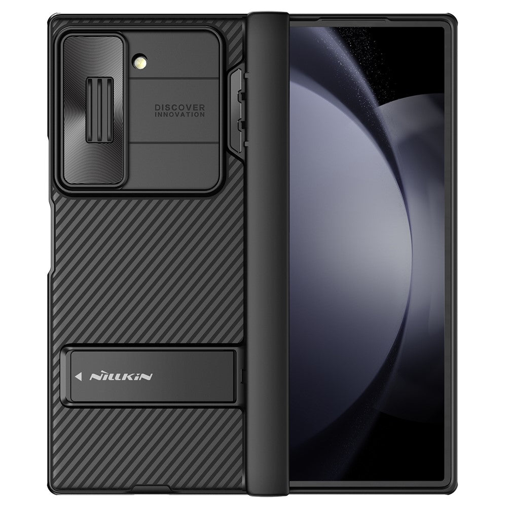 NILLKIN-Camshield-Fold-Case-for-Samsung-Galaxy-Z-Fold6-5G-TPU+PC-Kickstand-Phone-Cover-Slide-Camera-Lid-Black