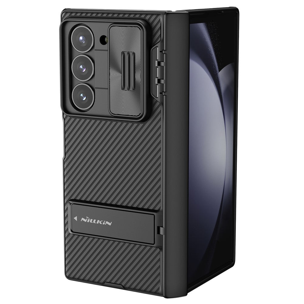 NILLKIN-Camshield-Fold-Case-for-Samsung-Galaxy-Z-Fold6-5G-TPU+PC-Kickstand-Phone-Cover-Slide-Camera-Lid-Black