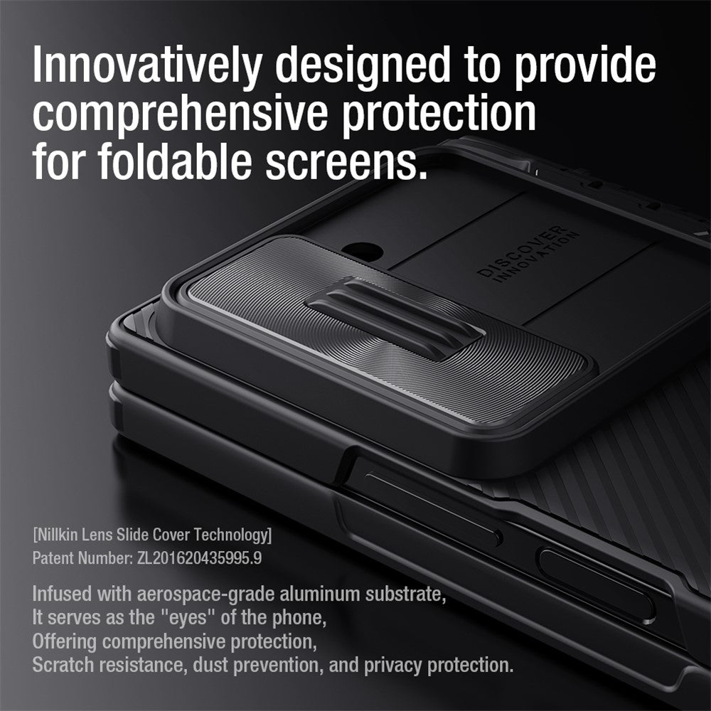NILLKIN-Camshield-Fold-Case-for-Samsung-Galaxy-Z-Fold6-5G-TPU+PC-Kickstand-Phone-Cover-Slide-Camera-Lid-Black