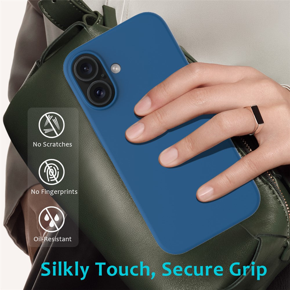 For-iPhone-16-Case-Liquid-Silicone-Soft-Lining-Shockproof-Phone-Cover-Blue