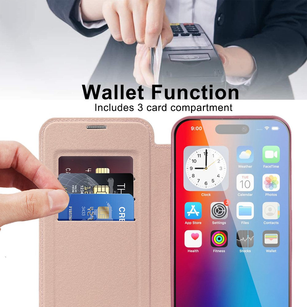 For-iPhone-16-Magnetic-Case-RFID-Blocking-Leather-Phone-Cover-Pink