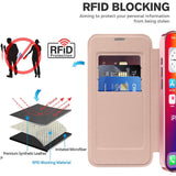 For-iPhone-16-Magnetic-Case-RFID-Blocking-Leather-Phone-Cover-Pink
