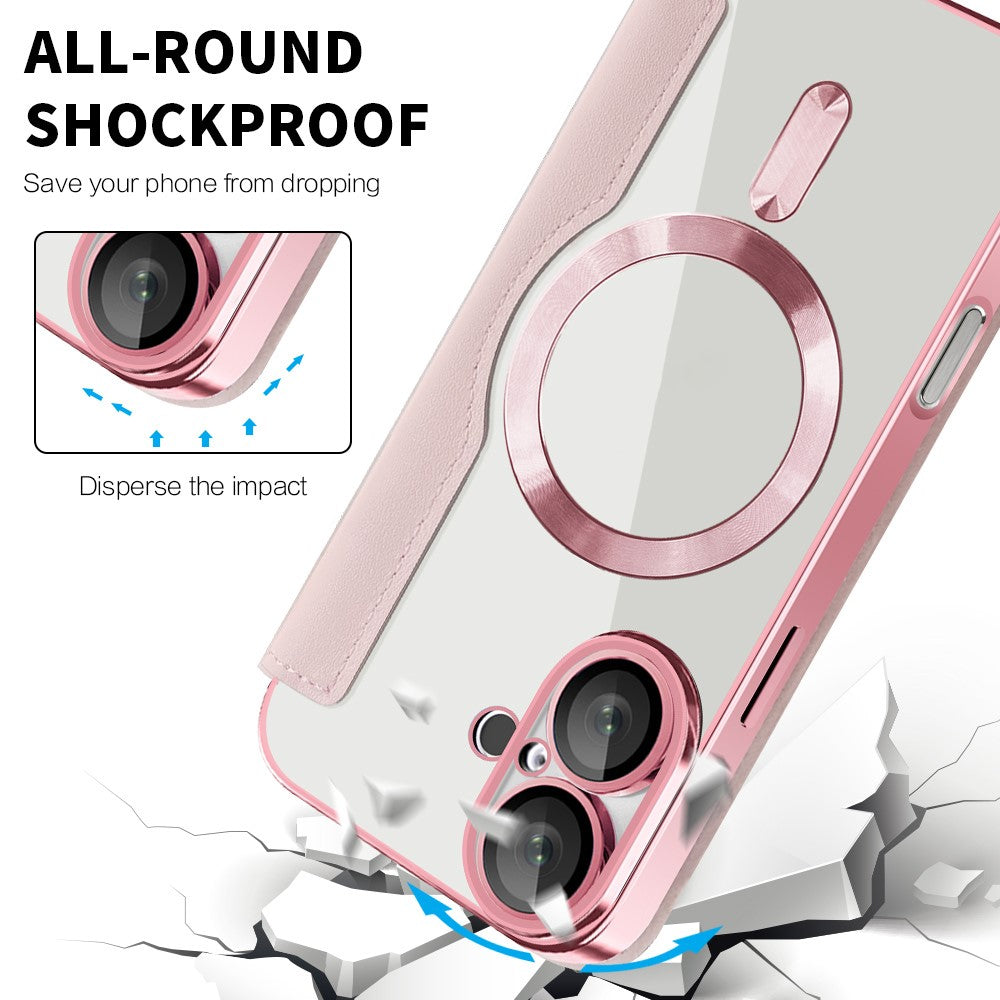 For-iPhone-16-Magnetic-Case-RFID-Blocking-Leather-Phone-Cover-Pink