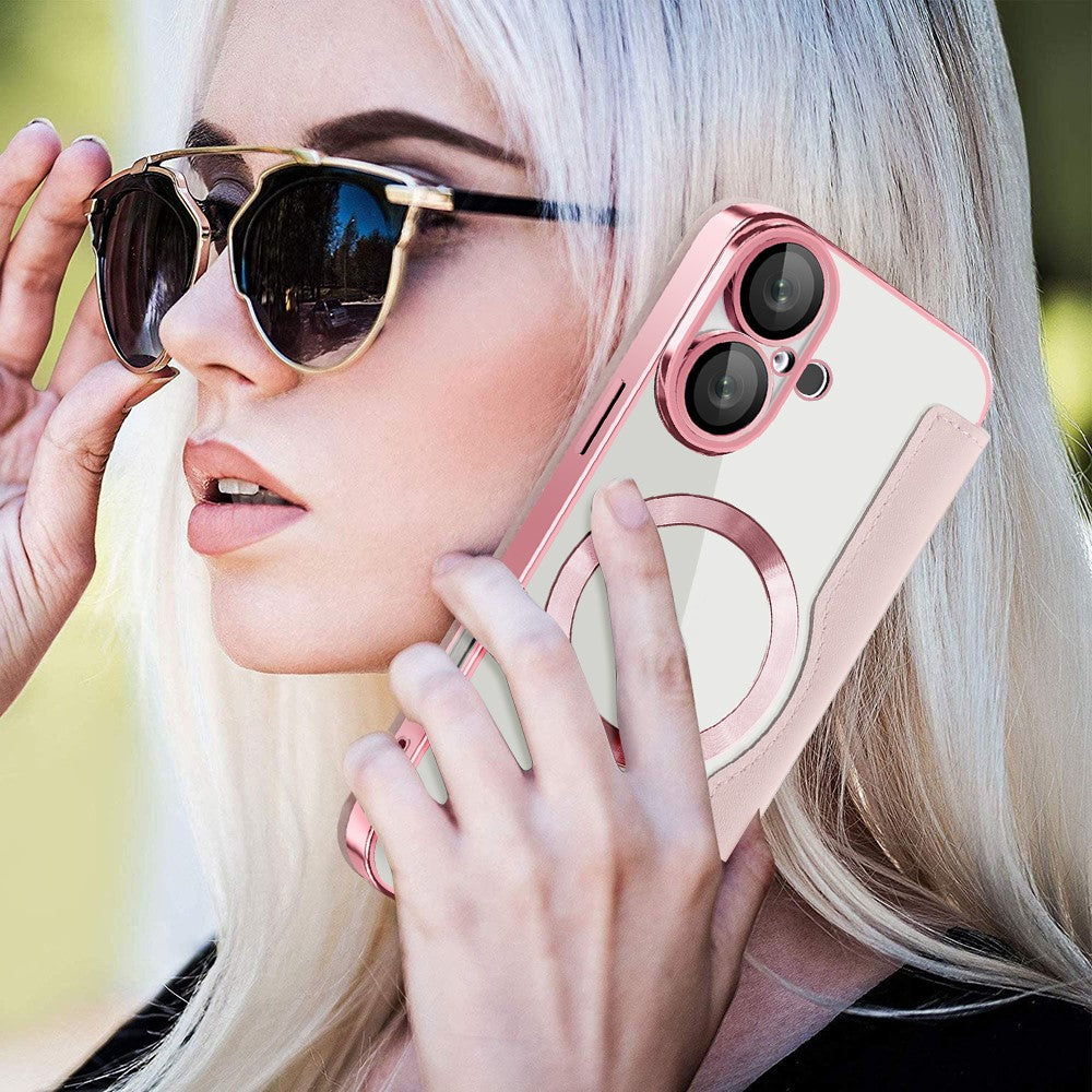 For-iPhone-16-Magnetic-Case-RFID-Blocking-Leather-Phone-Cover-Pink