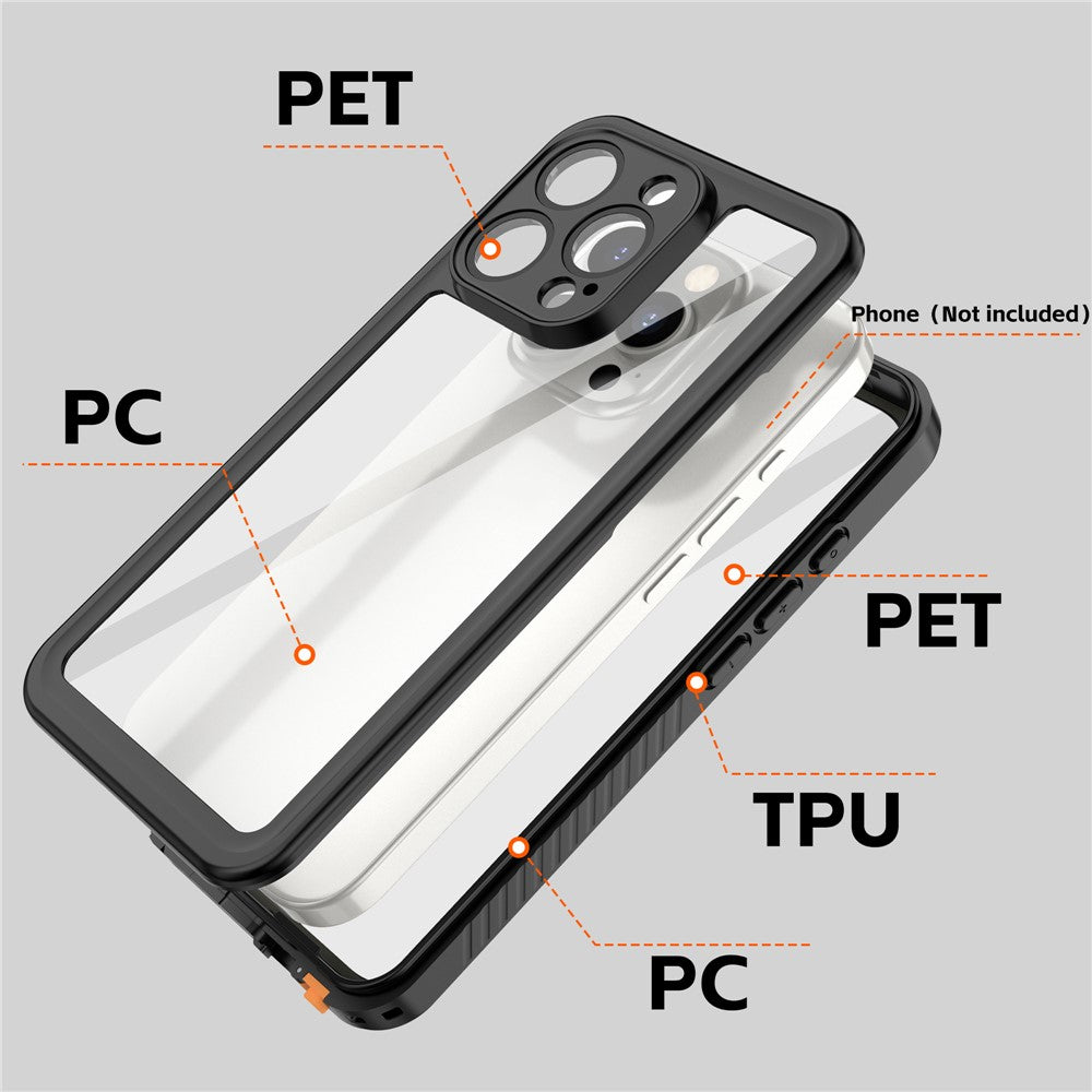 REDPEPPER-FS-Series-For-iPhone-16-Pro-Phone-Case-IP68-Waterproof-Clear-Back-Panel-Phone-Cover