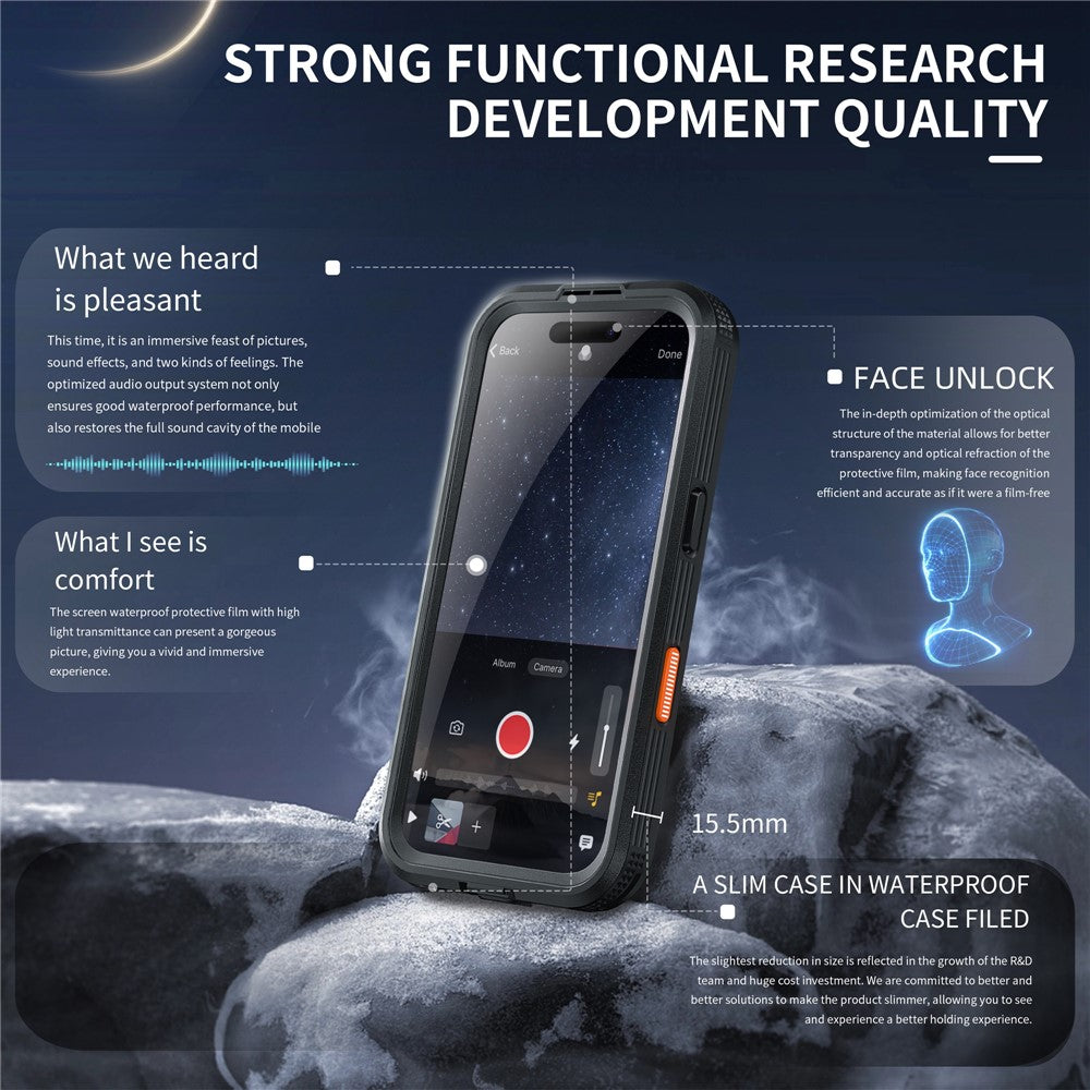 REDPEPPER-For-iPhone-16-Phone-Case-Compatible-with-MagSafe-IP68-Waterproof-Clear-Phone-Cover-Black