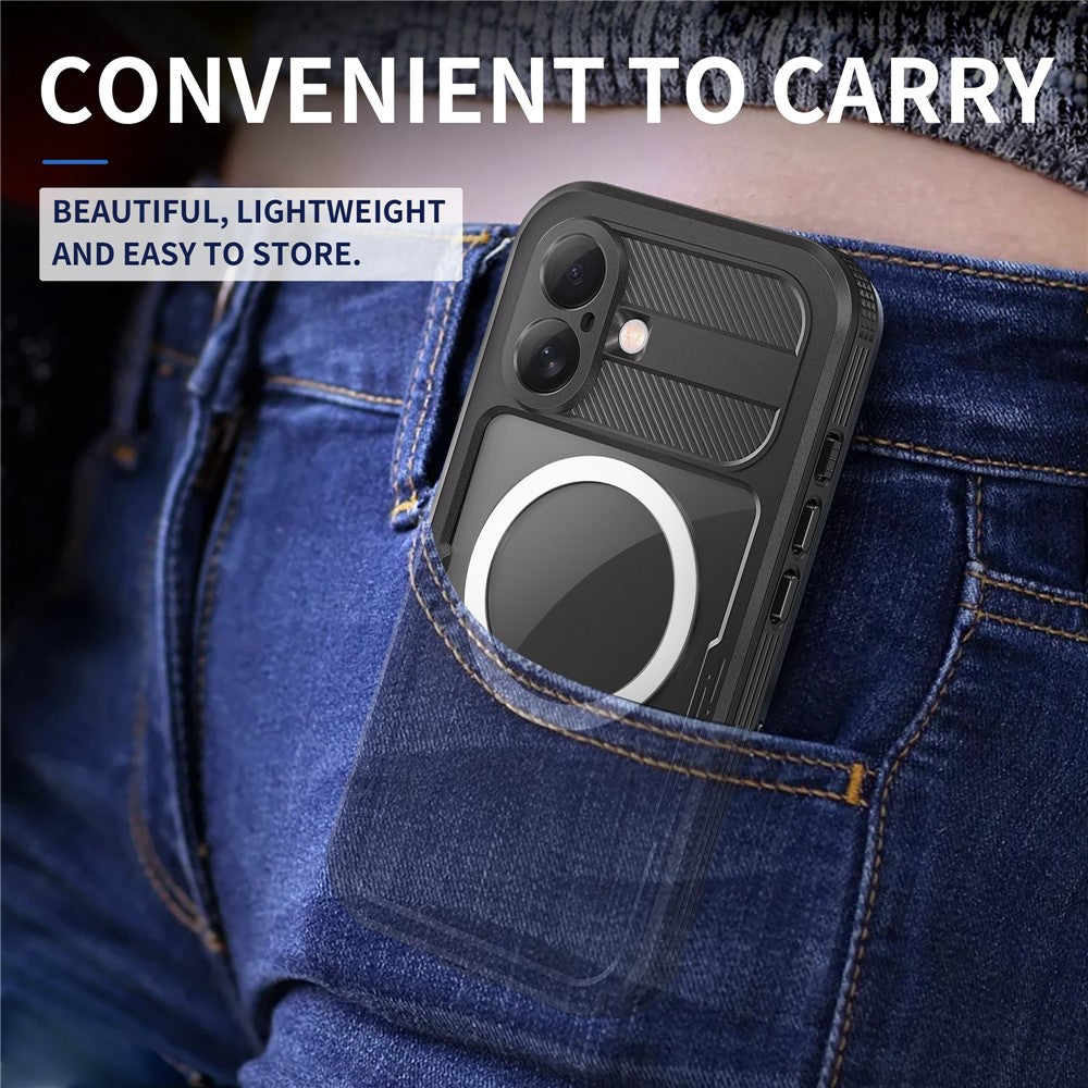 REDPEPPER-For-iPhone-16-Phone-Case-Compatible-with-MagSafe-IP68-Waterproof-Clear-Phone-Cover-Black