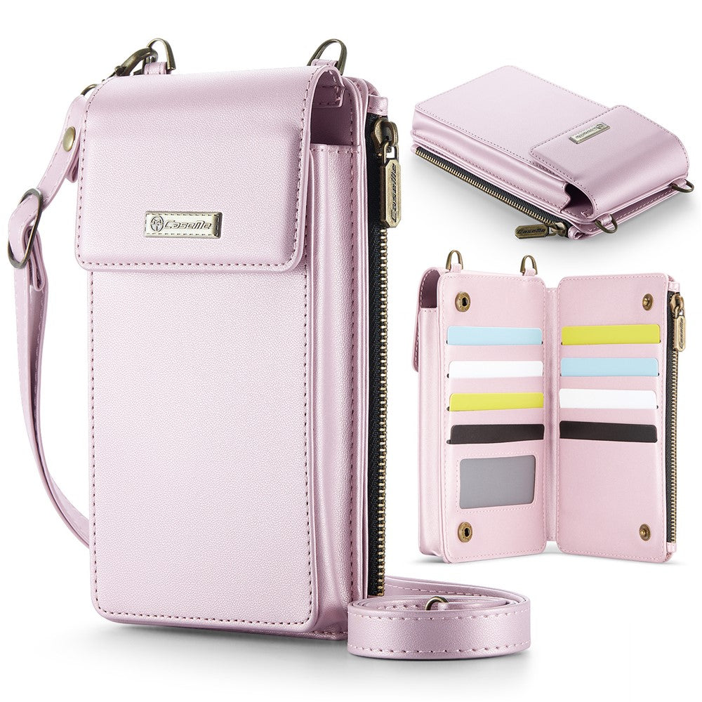 CASEME-ME50-PU-Leather-Crossbody-Phone-Bag-RFID-Blocking-Wallet-Universal-Phone-Bag-Pink