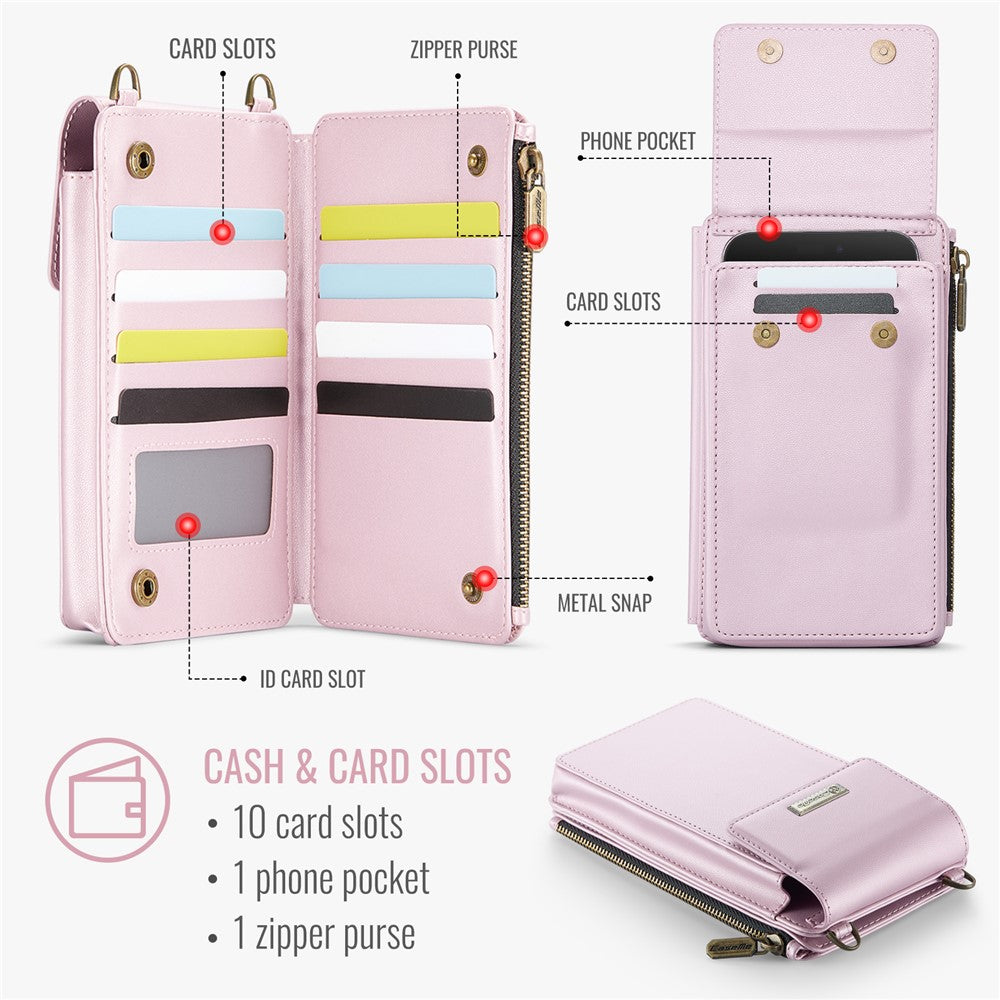 CASEME-ME50-PU-Leather-Crossbody-Phone-Bag-RFID-Blocking-Wallet-Universal-Phone-Bag-Pink