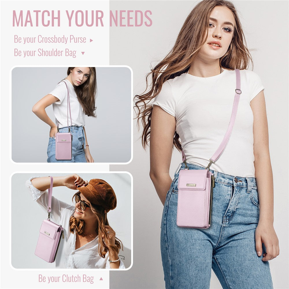 CASEME-ME50-PU-Leather-Crossbody-Phone-Bag-RFID-Blocking-Wallet-Universal-Phone-Bag-Pink