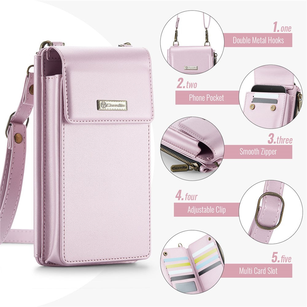 CASEME-ME50-PU-Leather-Crossbody-Phone-Bag-RFID-Blocking-Wallet-Universal-Phone-Bag-Pink