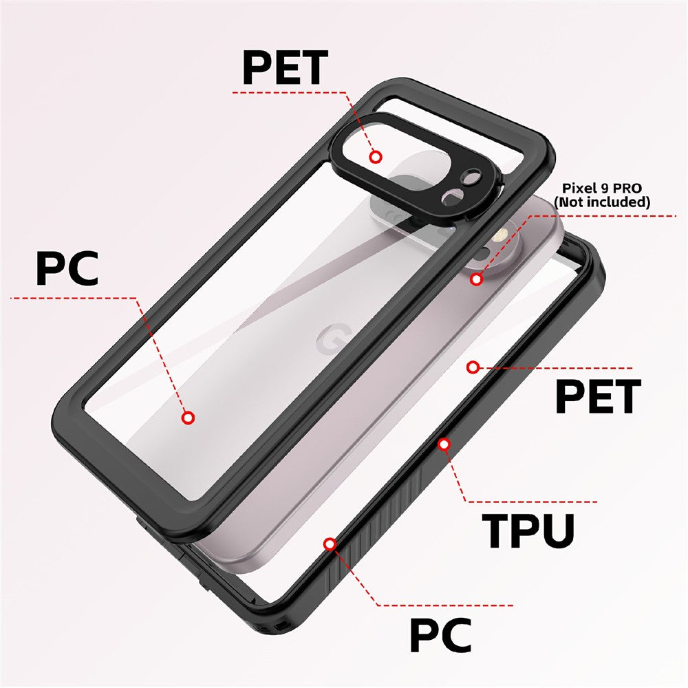 REDPEPPER-FS-Series-For-Google-Pixel-9-Pro-Case-IP68-Waterproof-Clear-Back-Panel-Phone-Cover