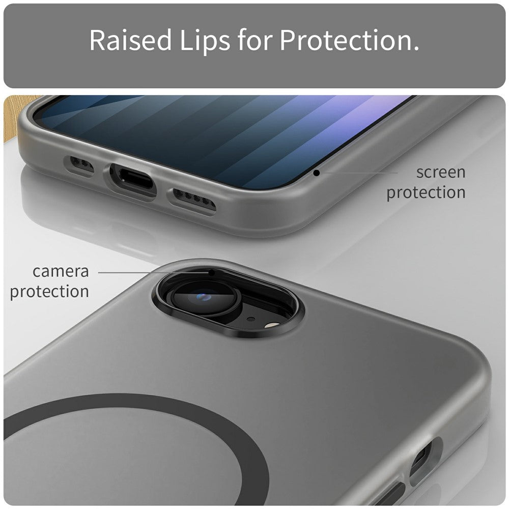 For-iPhone-16e-Case-Compatible-with-MagSafe-Slim-Matte-Translucent-TPU-+-PC-Phone-Cover-Black