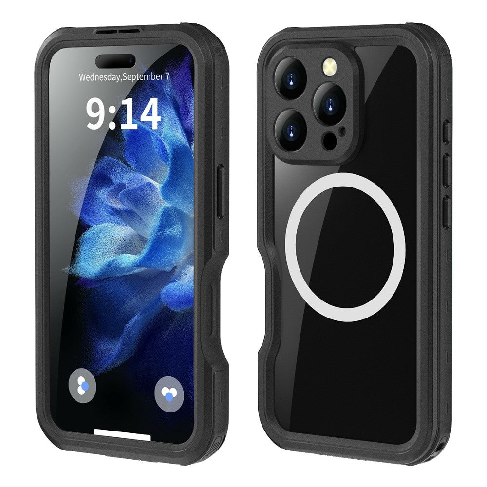 REDPEPPER-D-UP-Series-For-iPhone-16-Pro-Case-IP68-Waterproof-Clear-Back-Panel-Phone-Cover-Compatible-with-MagSafe-Black