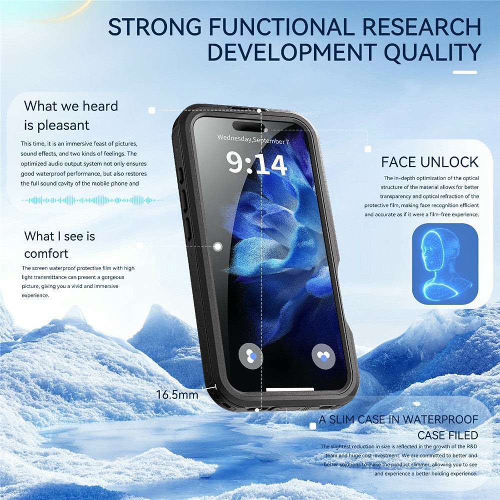 REDPEPPER-D-UP-Series-For-iPhone-16-Pro-Case-IP68-Waterproof-Clear-Back-Panel-Phone-Cover-Compatible-with-MagSafe-Black