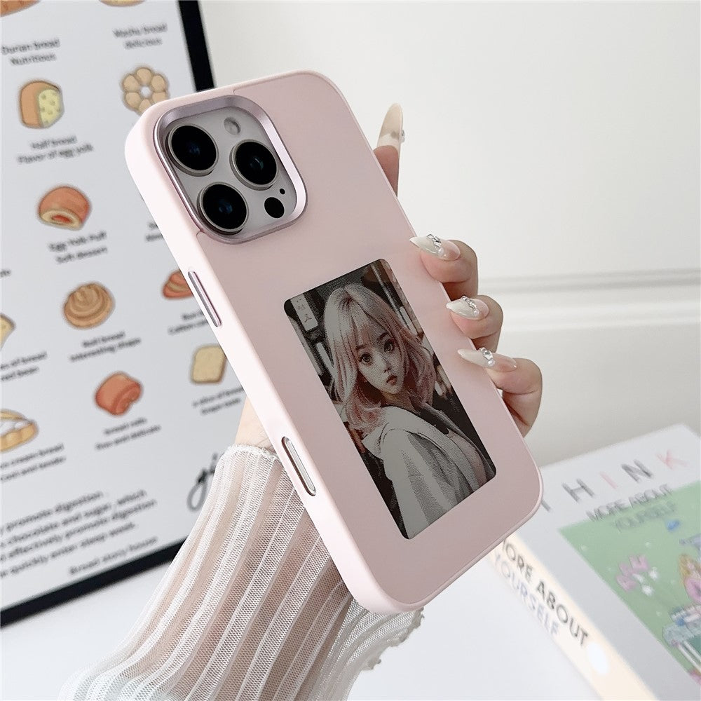 For-iPhone-16-Pro-Max-E-Ink-Phone-Cover-4-Color-Display-Pattern-Customized-Case-Pink
