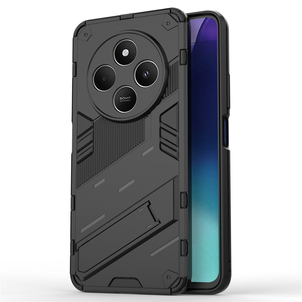 For-Xiaomi-Poco-C75-4G-/-Redmi-14R-5G-/-14C-4G-Case-PC+TPU-Shockproof-Phone-Cover-with-Kickstand-Black