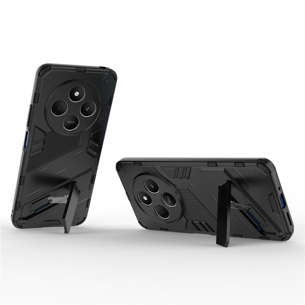 For-Xiaomi-Poco-C75-4G-/-Redmi-14R-5G-/-14C-4G-Case-PC+TPU-Shockproof-Phone-Cover-with-Kickstand-Black