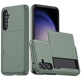 For-Samsung-Galaxy-S25-Case-with-Card-Holder-TPU-+-PC-Phone-Back-Cover-Army-Green