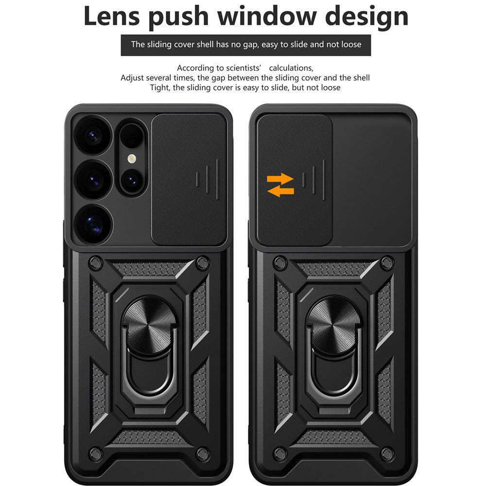 For-Samsung-Galaxy-S25-Ultra-Case-with-Slide-Camera-Lid-PC+TPU-Kickstand-Phone-Cover-Black