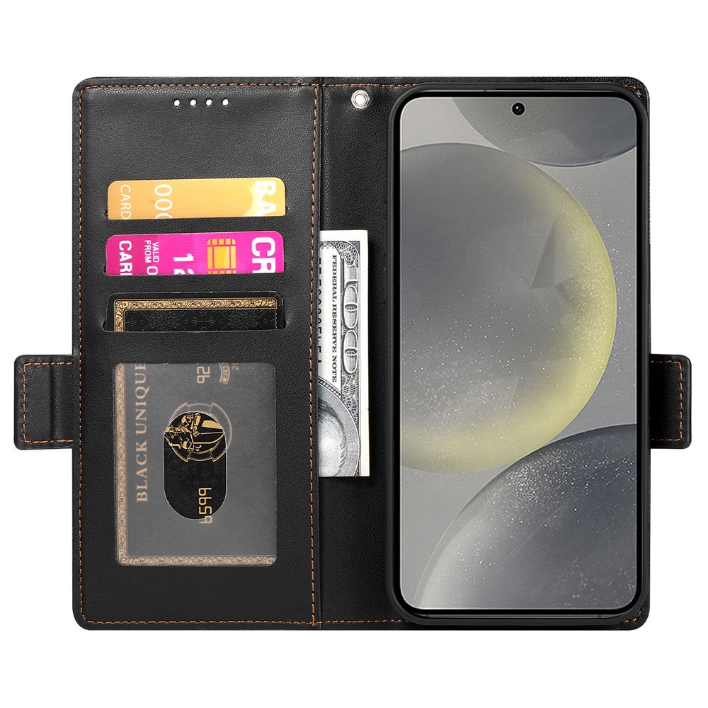 DF-010-For-Samsung-Galaxy-S25-Stand-Case-PU-Leather-Wallet-Phone-Cover-Black