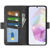 For-Samsung-Galaxy-A36-5G-/-A56-5G-Stand-Case-Calf-Texture-Leather-Wallet-Phone-Cover-Black