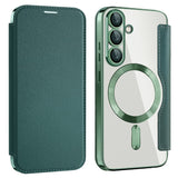 For-Samsung-Galaxy-S25-Case-Compatible-with-MagSafe-RFID-Blocking-Leather-Phone-Cover-Blackish-Green