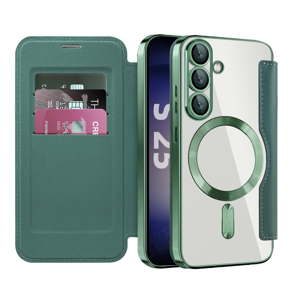 For-Samsung-Galaxy-S25-Case-Compatible-with-MagSafe-RFID-Blocking-Leather-Phone-Cover-Blackish-Green