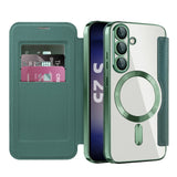 For-Samsung-Galaxy-S25-Case-Compatible-with-MagSafe-RFID-Blocking-Leather-Phone-Cover-Blackish-Green