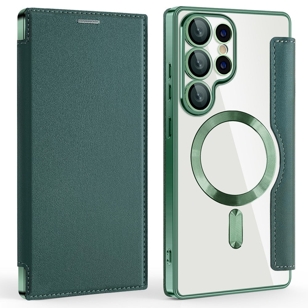 For-Samsung-Galaxy-S25-Ultra-Case-Compatible-with-MagSafe-RFID-Blocking-Leather-Phone-Cover-Blackish-Green