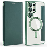 For-Samsung-Galaxy-S25-Ultra-Case-Compatible-with-MagSafe-RFID-Blocking-Leather-Phone-Cover-Blackish-Green