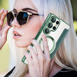 For-Samsung-Galaxy-S25-Ultra-Case-Compatible-with-MagSafe-RFID-Blocking-Leather-Phone-Cover-Blackish-Green