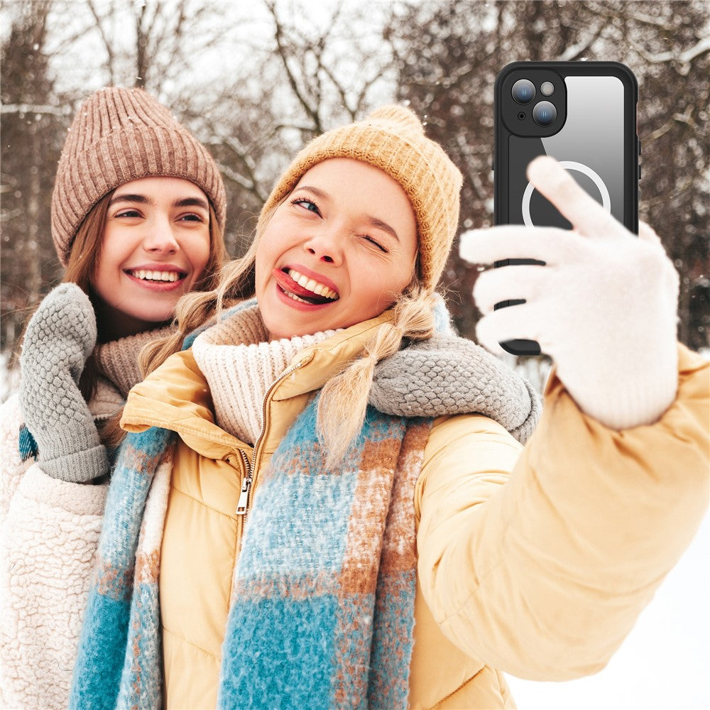 REDPEPPER-Dot+-Series-For-iPhone-15-Phone-Case-Compatible-with-MagSafe-IP68-Waterproof-Clear-Phone-Cover-Black