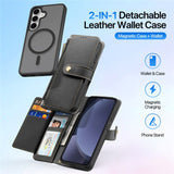 For-Samsung-Galaxy-S25-Case-DUX-DUCIS-Lawa-Series-Detachable-Magnetic-Cowhide-Leather-Cover-Zipper-Wallet-Black