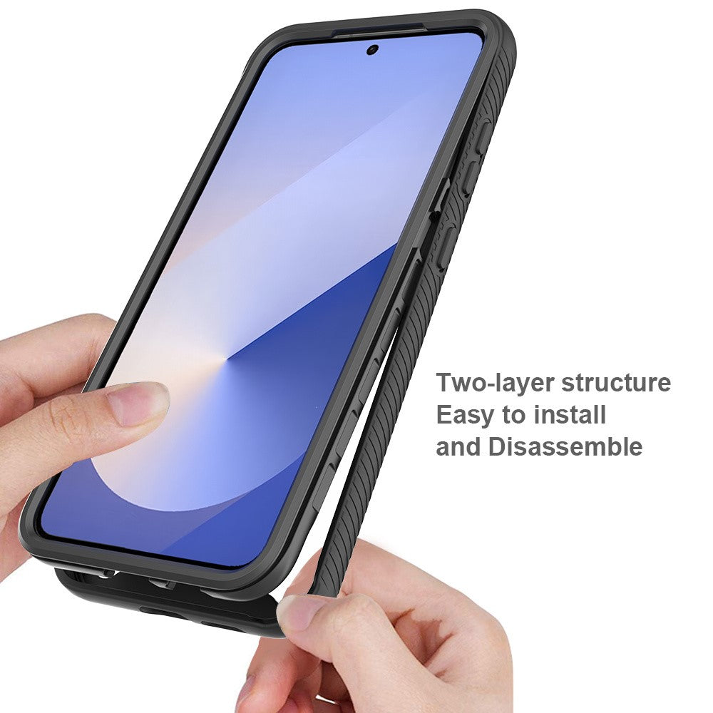 For-Samsung-Galaxy-S25-Case-PC+TPU-Phone-Clear-Back-Cover-with-PET-Screen-Film-Black