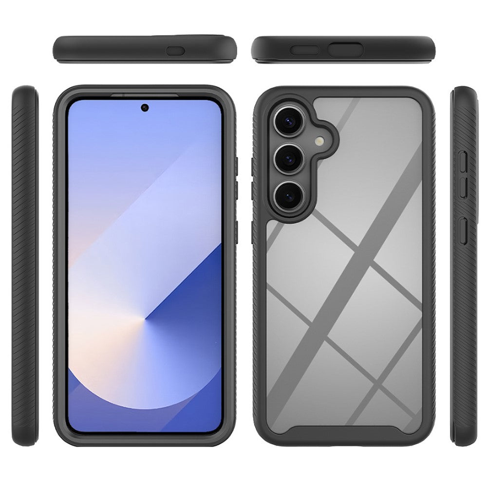 For-Samsung-Galaxy-S25-Case-PC+TPU-Phone-Clear-Back-Cover-with-PET-Screen-Film-Black