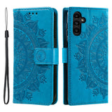 For-Samsung-Galaxy-A56-5G-Case-Imprinted-Totem-PU-Leather-Wallet-Stand-Phone-Cover-Blue