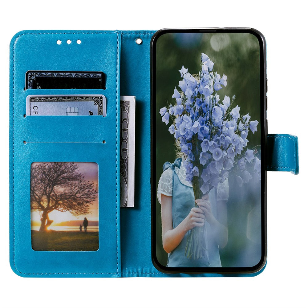 For-Samsung-Galaxy-A56-5G-Case-Imprinted-Totem-PU-Leather-Wallet-Stand-Phone-Cover-Blue