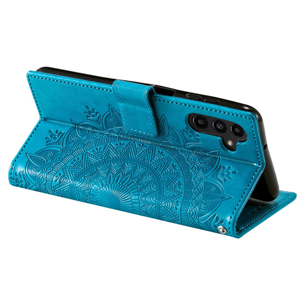 For-Samsung-Galaxy-A56-5G-Case-Imprinted-Totem-PU-Leather-Wallet-Stand-Phone-Cover-Blue