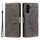 For-Samsung-Galaxy-A56-5G-Case-Imprinted-Totem-PU-Leather-Wallet-Stand-Phone-Cover-Grey