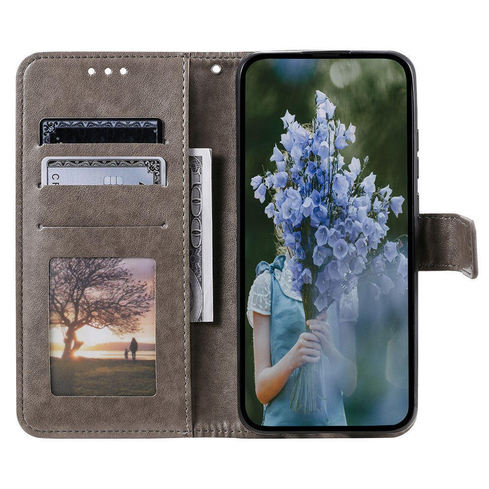 For-Samsung-Galaxy-A56-5G-Case-Imprinted-Totem-PU-Leather-Wallet-Stand-Phone-Cover-Grey
